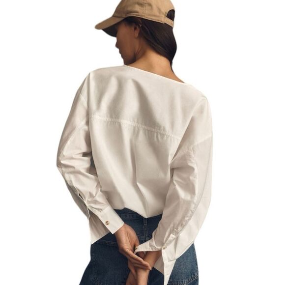 Anthropologie Crossover Bubble Hem Blouse - Picture 3 of 10